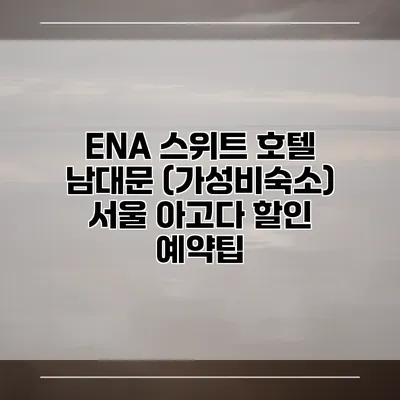 ENA 스위트 호텔 남대문 (가성비숙소) 서울 아고다 할인 예약팁
