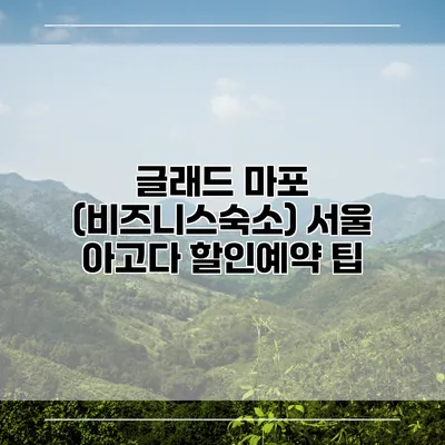 글래드 마포 (비즈니스숙소) 서울 아고다 할인예약 팁