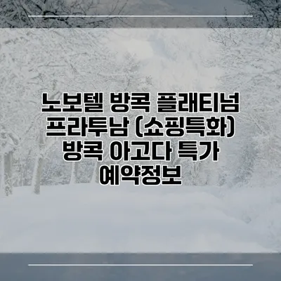 노보텔 방콕 플래티넘 프라투남 (쇼핑특화) 방콕 아고다 특가 예약정보
