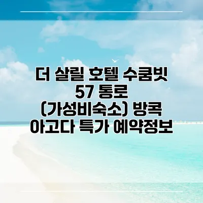 더 살릴 호텔 수쿰빗 57 통로 (가성비숙소) 방콕 아고다 특가 예약정보