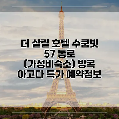 더 살릴 호텔 수쿰빗 57 통로 (가성비숙소) 방콕 아고다 특가 예약정보