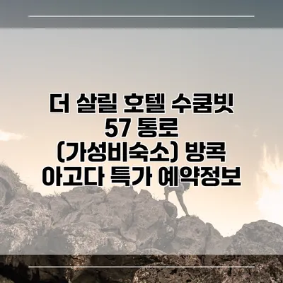 더 살릴 호텔 수쿰빗 57 통로 (가성비숙소) 방콕 아고다 특가 예약정보