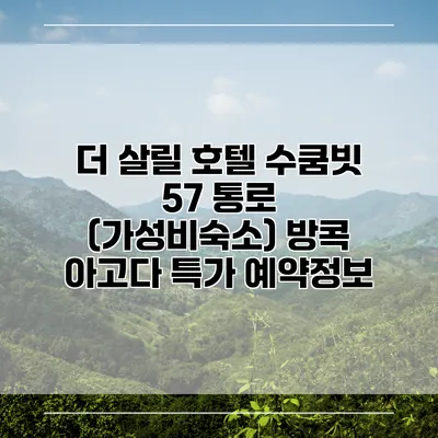 더 살릴 호텔 수쿰빗 57 통로 (가성비숙소) 방콕 아고다 특가 예약정보