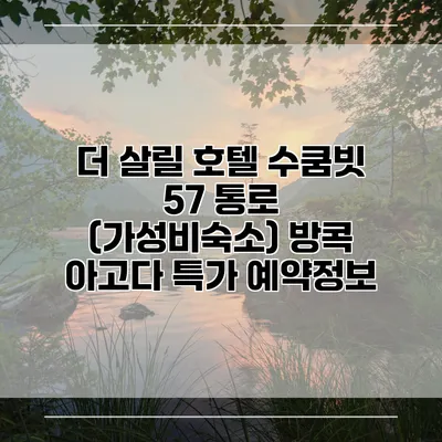 더 살릴 호텔 수쿰빗 57 통로 (가성비숙소) 방콕 아고다 특가 예약정보