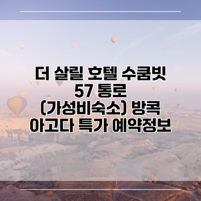 더 살릴 호텔 수쿰빗 57 통로 (가성비숙소) 방콕 아고다 특가 예약정보