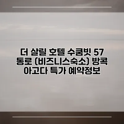 더 살릴 호텔 수쿰빗 57 통로 (비즈니스숙소) 방콕 아고다 특가 예약정보