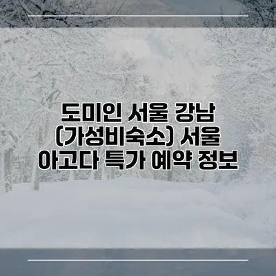 도미인 서울 강남 (가성비숙소) 서울 아고다 특가 예약 정보