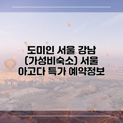 도미인 서울 강남 (가성비숙소) 서울 아고다 특가 예약정보