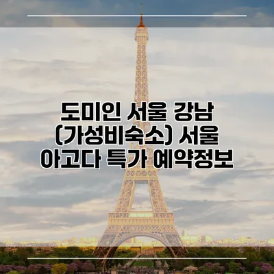 도미인 서울 강남 (가성비숙소) 서울 아고다 특가 예약정보