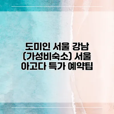 도미인 서울 강남 (가성비숙소) 서울 아고다 특가 예약팁