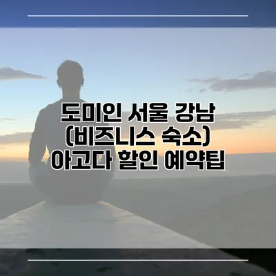 도미인 서울 강남 (비즈니스 숙소) 아고다 할인 예약팁