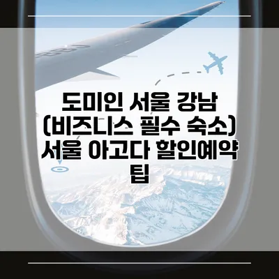 도미인 서울 강남 (비즈니스 필수 숙소) 서울 아고다 할인예약 팁