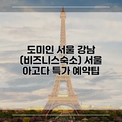 도미인 서울 강남 (비즈니스숙소) 서울 아고다 특가 예약팁