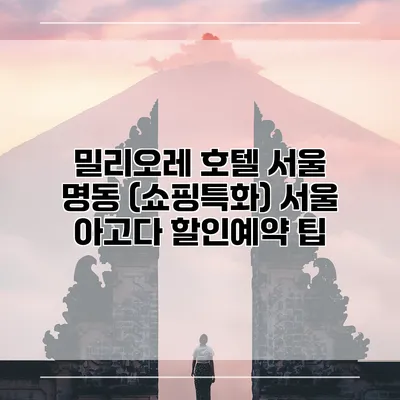 밀리오레 호텔 서울 명동 (쇼핑특화) 서울 아고다 할인예약 팁