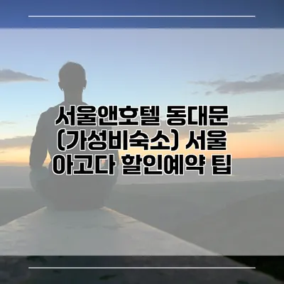 서울앤호텔 동대문 (가성비숙소) 서울 아고다 할인예약 팁