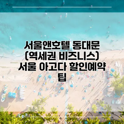 서울앤호텔 동대문 (역세권 비즈니스) 서울 아고다 할인예약 팁