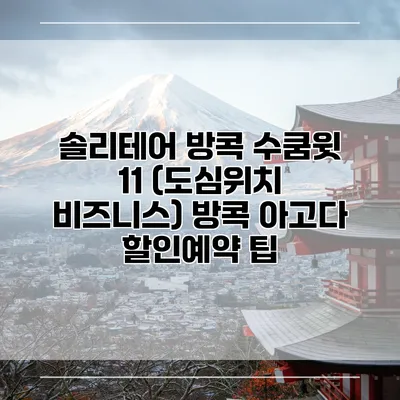 솔리테어 방콕 수쿰윗 11 (도심위치 비즈니스) 방콕 아고다 할인예약 팁