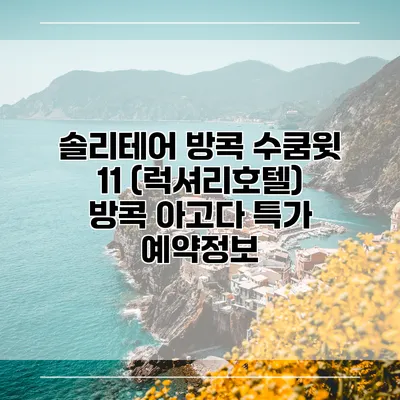솔리테어 방콕 수쿰윗 11 (럭셔리호텔) 방콕 아고다 특가 예약정보