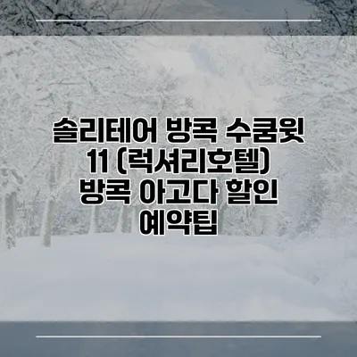 솔리테어 방콕 수쿰윗 11 (럭셔리호텔) 방콕 아고다 할인 예약팁