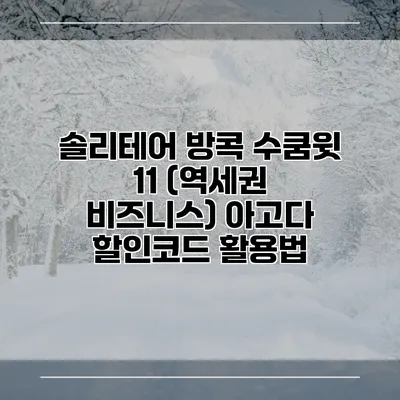 솔리테어 방콕 수쿰윗 11 (역세권 비즈니스) 아고다 할인코드 활용법