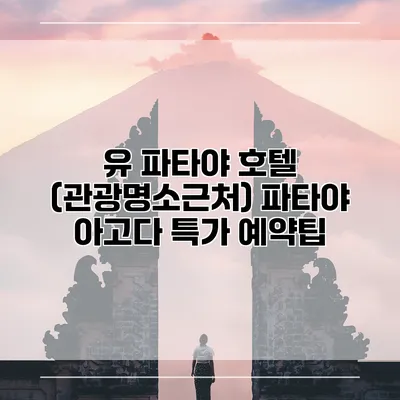 유 파타야 호텔 (관광명소근처) 파타야 아고다 특가 예약팁