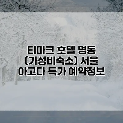 티마크 호텔 명동 (가성비숙소) 서울 아고다 특가 예약정보