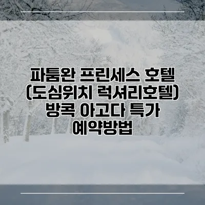 파툼완 프린세스 호텔 (도심위치 럭셔리호텔) 방콕 아고다 특가 예약방법