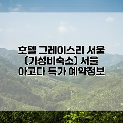 호텔 그레이스리 서울 (가성비숙소) 서울 아고다 특가 예약정보