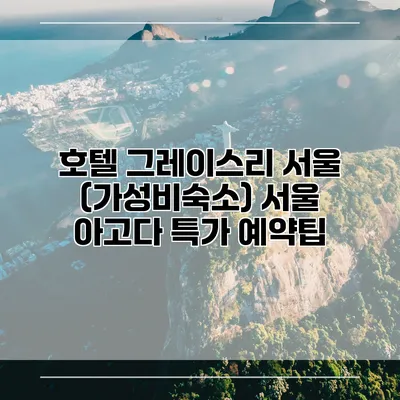 호텔 그레이스리 서울 (가성비숙소) 서울 아고다 특가 예약팁