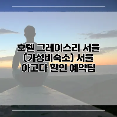 호텔 그레이스리 서울 (가성비숙소) 서울 아고다 할인 예약팁