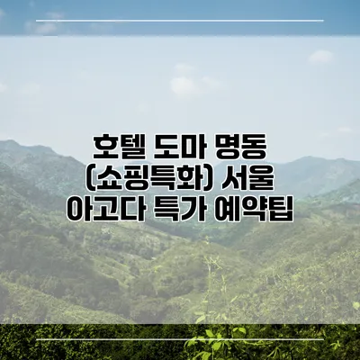 호텔 도마 명동 (쇼핑특화) 서울 아고다 특가 예약팁