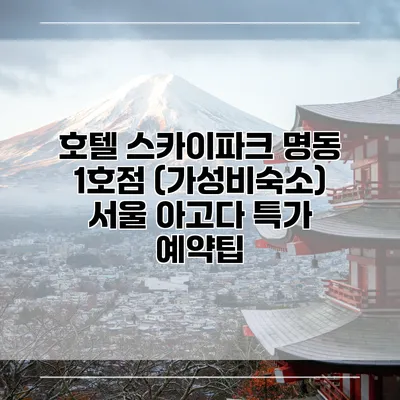 호텔 스카이파크 명동 1호점 (가성비숙소) 서울 아고다 특가 예약팁