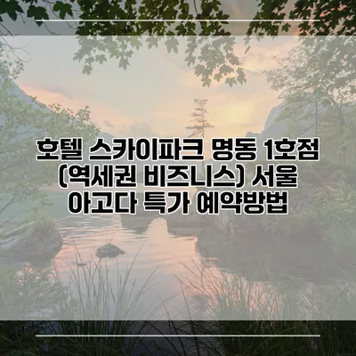 호텔 스카이파크 명동 1호점 (역세권 비즈니스) 서울 아고다 특가 예약방법