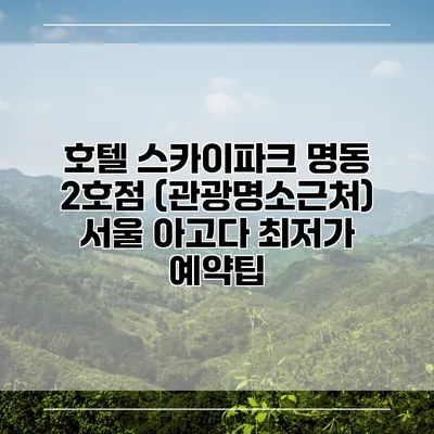 호텔 스카이파크 명동 2호점 (관광명소근처) 서울 아고다 최저가 예약팁
