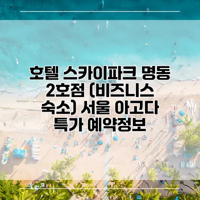 호텔 스카이파크 명동 2호점 (비즈니스 숙소) 서울 아고다 특가 예약정보