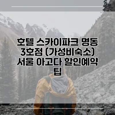 호텔 스카이파크 명동 3호점 (가성비숙소) 서울 아고다 할인예약 팁