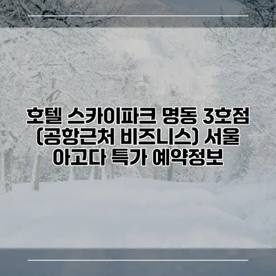 호텔 스카이파크 명동 3호점 (공항근처 비즈니스) 서울 아고다 특가 예약정보