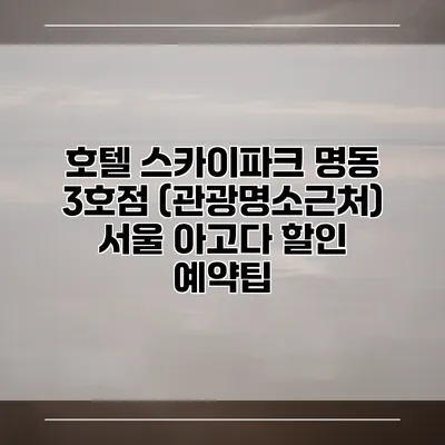호텔 스카이파크 명동 3호점 (관광명소근처) 서울 아고다 할인 예약팁