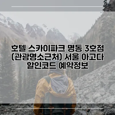 호텔 스카이파크 명동 3호점 (관광명소근처) 서울 아고다 할인코드 예약정보