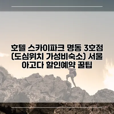 호텔 스카이파크 명동 3호점 (도심위치 가성비숙소) 서울 아고다 할인예약 꿀팁