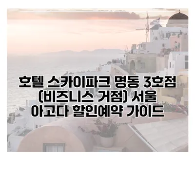 호텔 스카이파크 명동 3호점 (비즈니스 거점) 서울 아고다 할인예약 가이드