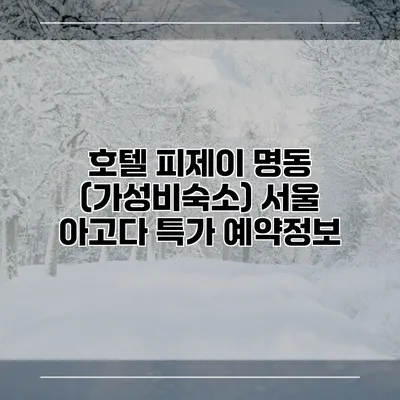 호텔 피제이 명동 (가성비숙소) 서울 아고다 특가 예약정보